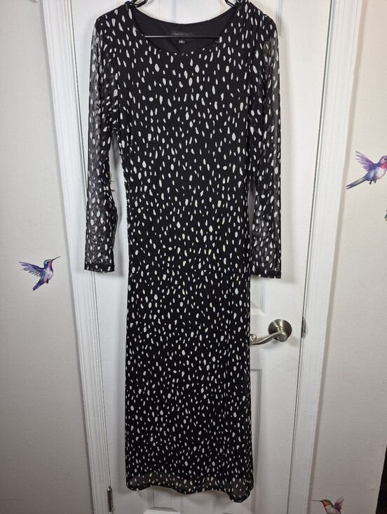 Rachel Zoe Dresses & Skirts - Rachel Zoe Black White Polka Dot Mesh Maxi Dress Size Medium